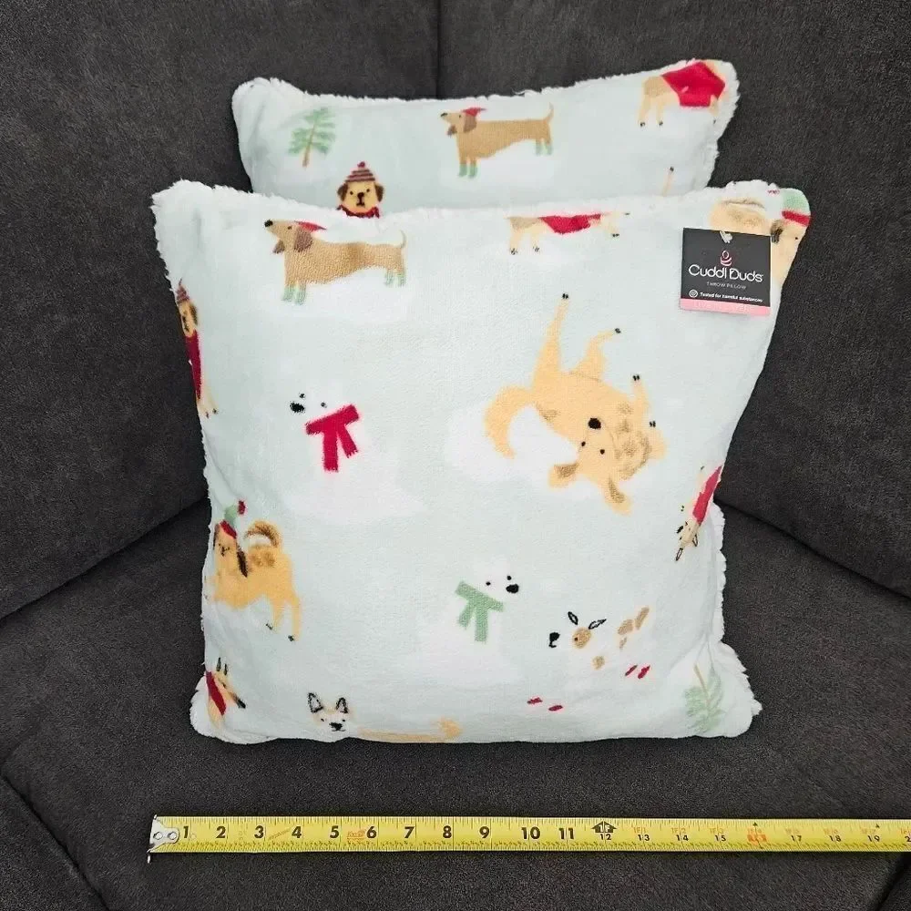 Cuddl Duds Winter Dog Print Throw Pillows Set Of 2